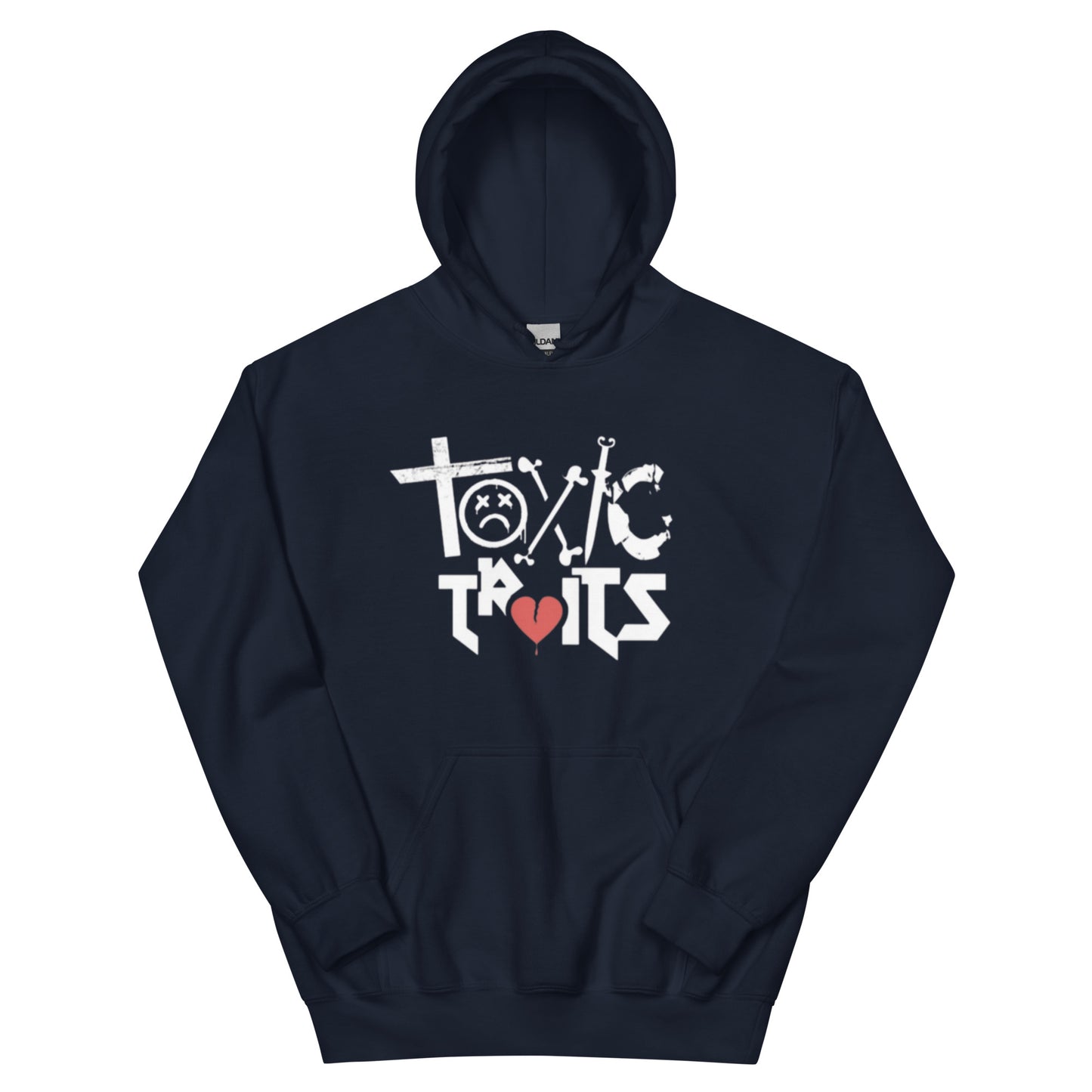 Toxic traits white lettered Hoodie